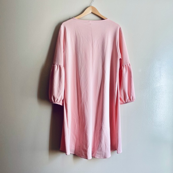 NWT (1X) New York Collection blush pink shift dress mini/knee long sleeves bling - Picture 2 of 12